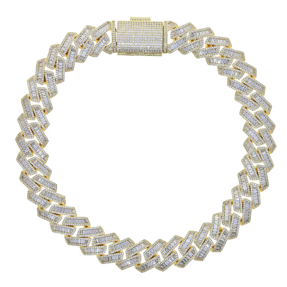 2024 Women Mens Iced Out Big Heavy Chunky 19Mm Cuban Necklace Hip Hop Rapper Silver Color Fashion Cubic Zirconia CZ Cool Jewelry