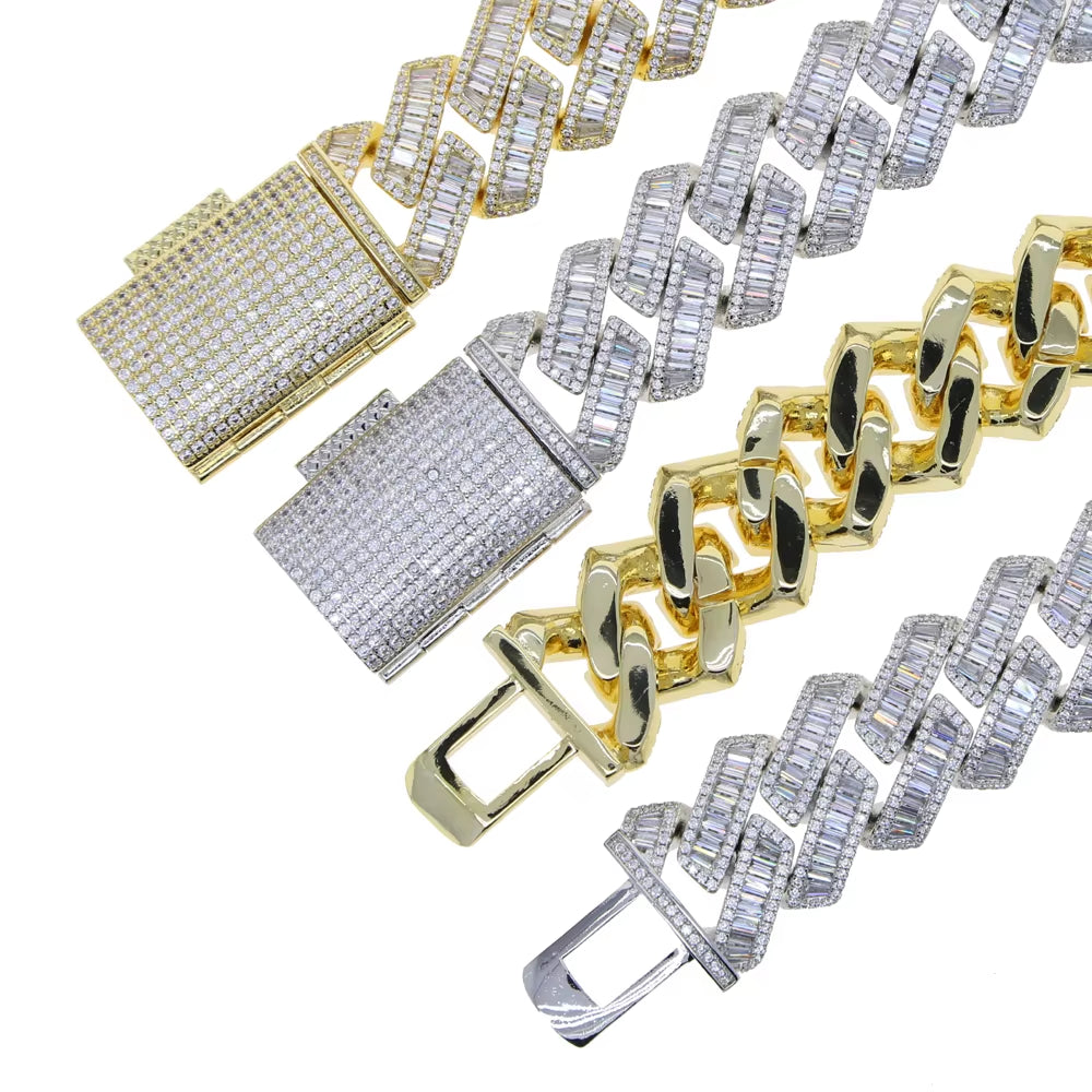 2024 Women Mens Iced Out Big Heavy Chunky 19Mm Cuban Necklace Hip Hop Rapper Silver Color Fashion Cubic Zirconia CZ Cool Jewelry