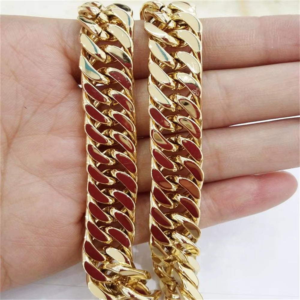 6/8/10/12/14MM Hotsale 316L Stainless Steel Gold Color Curb Cuban Chain Men'S Necklace or Bracelet Fashion Jewelry
