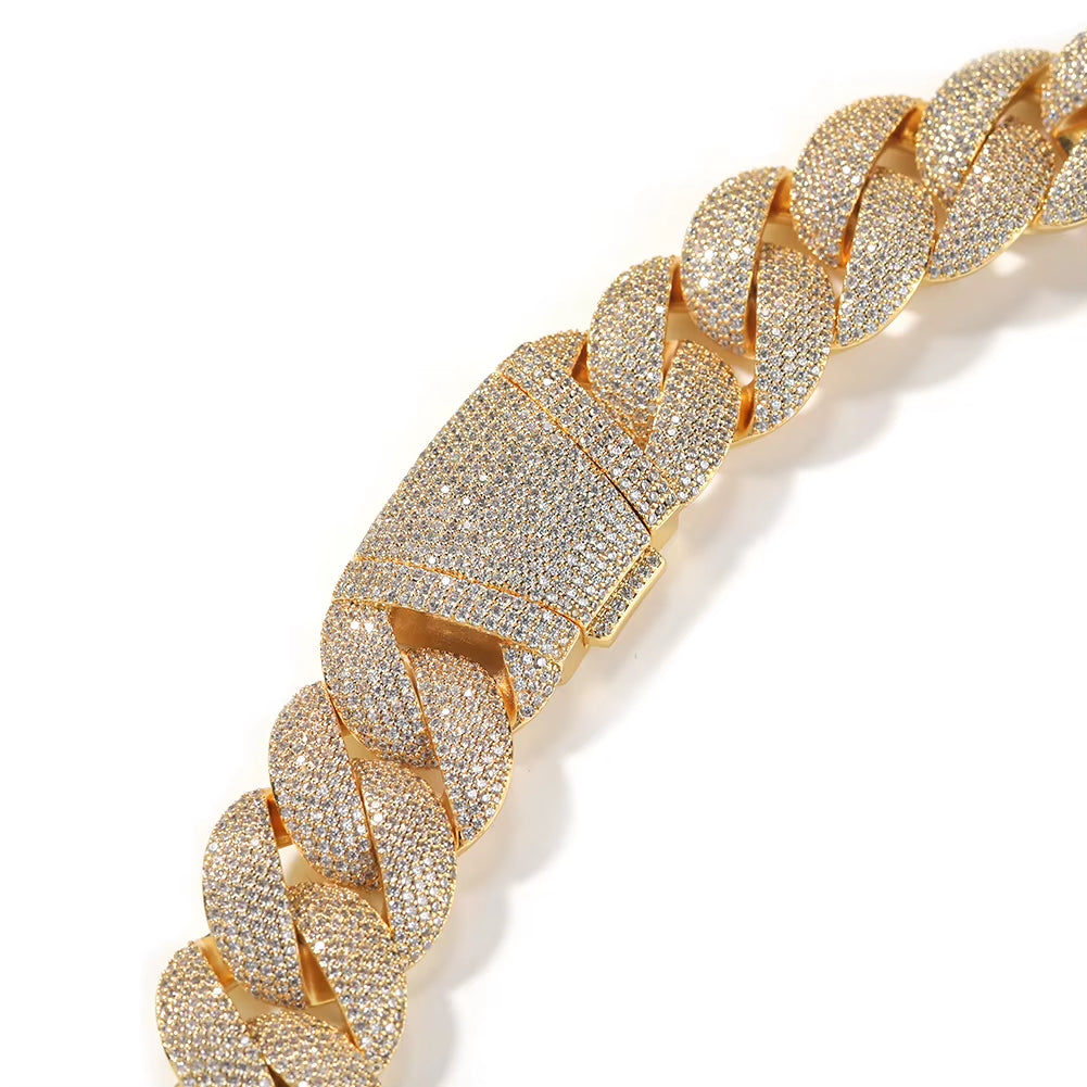 24Mm Heavy Miami Cuban Link Chain Necklaces for Men Iced Out CZ Stones Bling Bracelets Hip Hop Jewelry for Gift