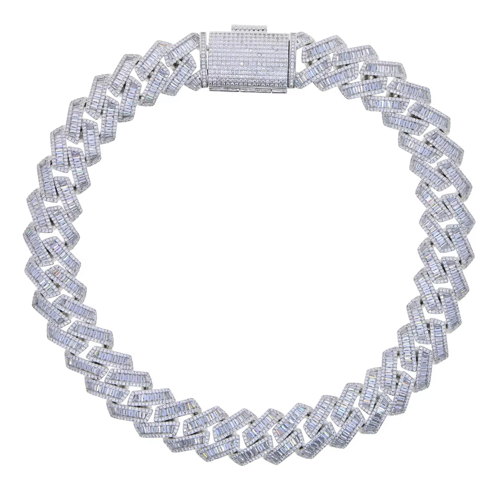 2024 Women Mens Iced Out Big Heavy Chunky 19Mm Cuban Necklace Hip Hop Rapper Silver Color Fashion Cubic Zirconia CZ Cool Jewelry