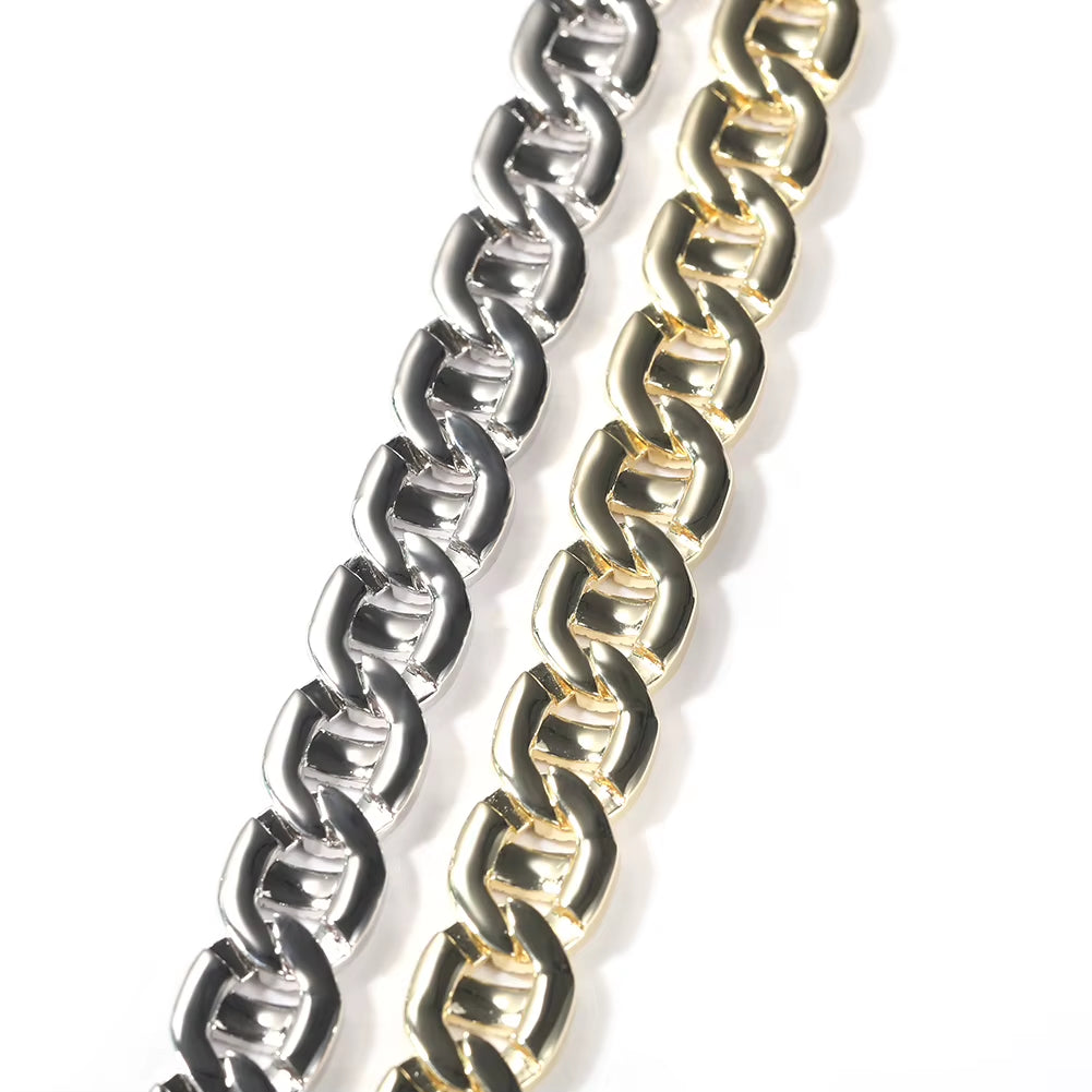 17MM Heavy Miami Baguettecz Zircon Necklaces for Men Iced Cuban Link Chain AAA CZ Prong Setting Necklaces Hip Hop Jewelry
