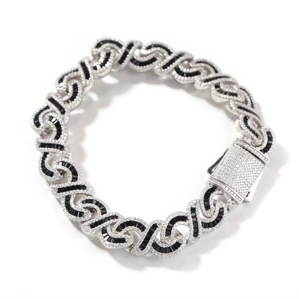 15 MM Iced Out Infinity Necklaces for Men AAA CZ Baguettecz Prong Setting Cuban Link Chain Choker Hip Hop Jewelry for Gift
