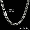 12Mm Hip Hop Stainless Steel Jewelry Homme Cadena Luxury Miami Cuban Link Chain Men Rapper Rock Necklace