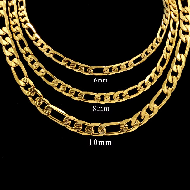 Gothic 18K Gold Plated Chains Necklace for Man Wholesale 6/8/10Mm Cuban Link Chain High Quality Stainless Steel