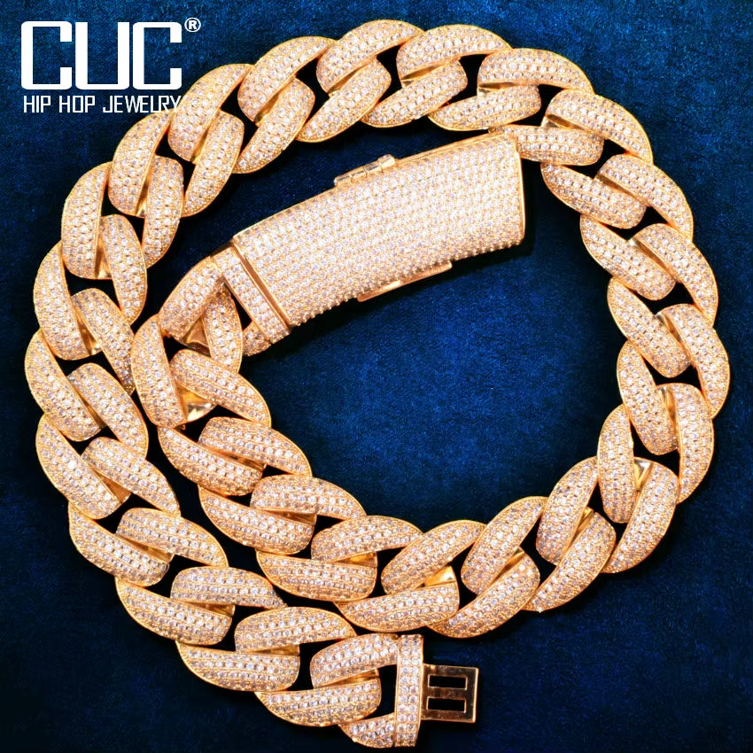 20Mm Miami Cuban Chain Men'S Hip Hop Necklace Choker Heavy Long Bail Cubic Zirconia Fashion Rock Rapper Jewelry