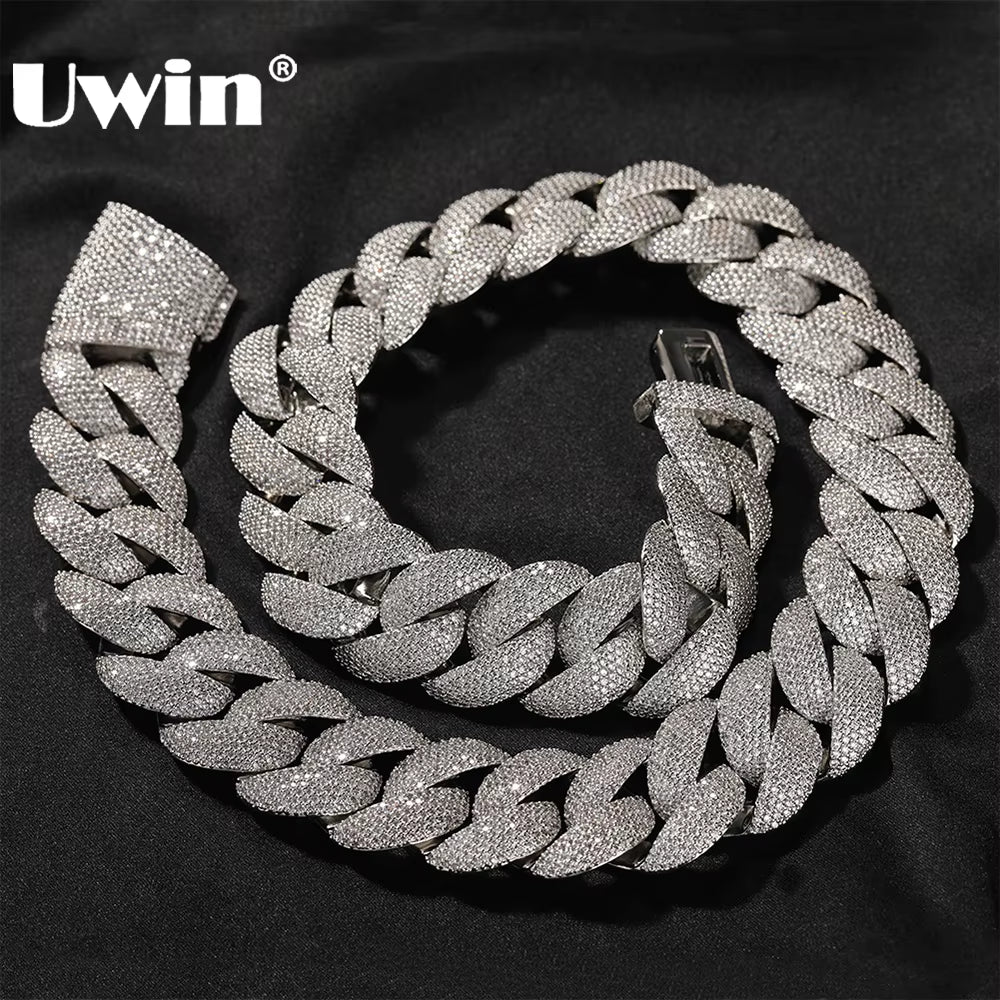 24Mm Heavy Miami Cuban Link Chain Necklaces for Men Iced Out CZ Stones Bling Bracelets Hip Hop Jewelry for Gift