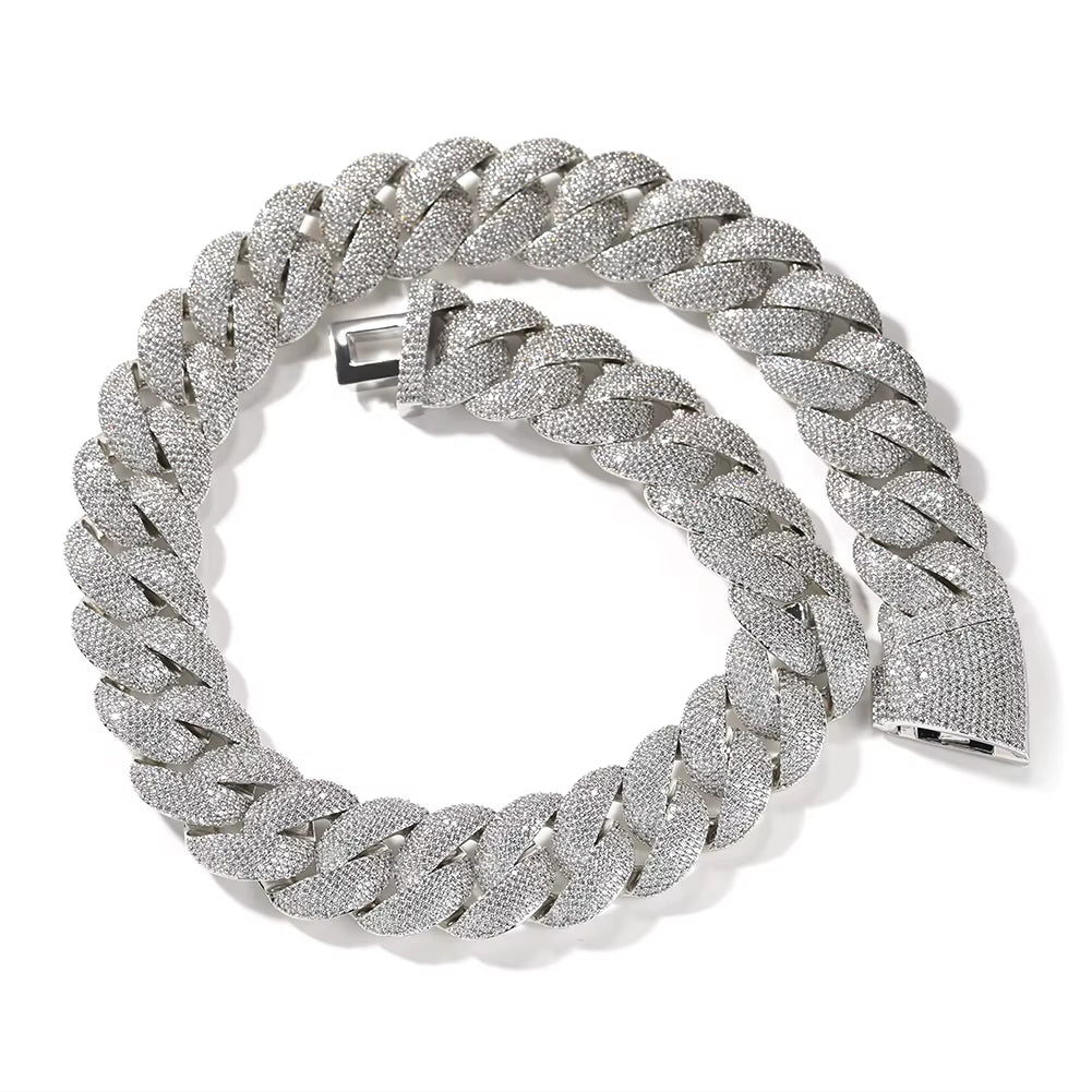 24Mm Heavy Miami Cuban Link Chain Necklaces for Men Iced Out CZ Stones Bling Bracelets Hip Hop Jewelry for Gift
