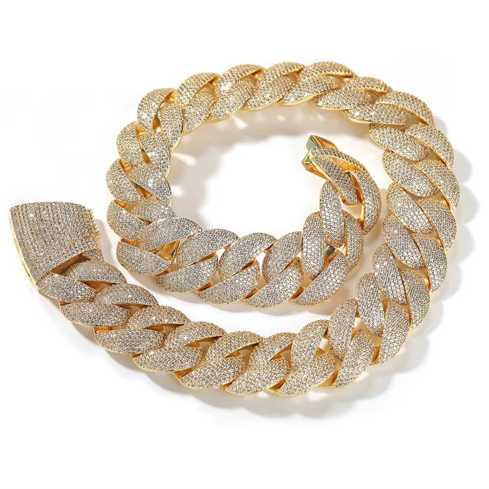 24Mm Heavy Miami Cuban Link Chain Necklaces for Men Iced Out CZ Stones Bling Bracelets Hip Hop Jewelry for Gift