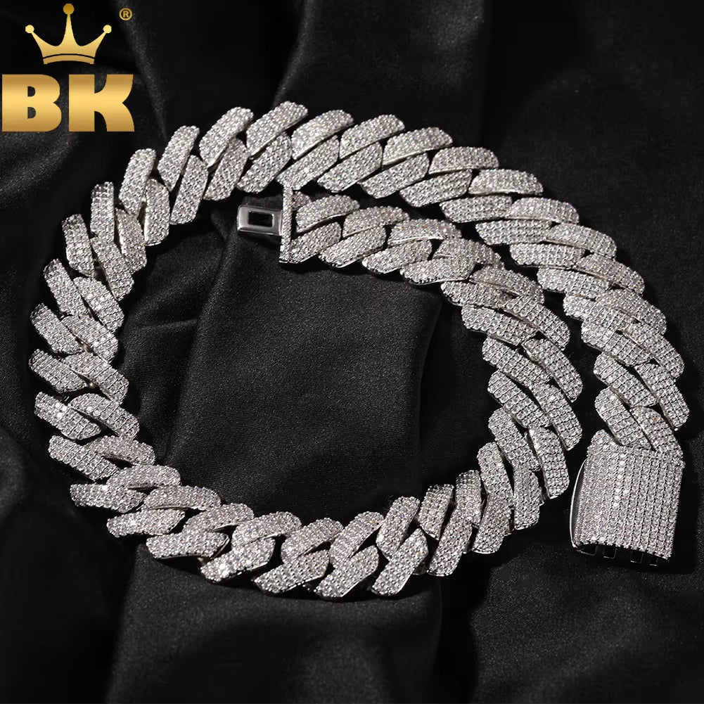 20Mm Big Heavy Cuban Chain Micro Paved 3 Rows Cubic Zirconia Prong Link Choker Necklace Hiphop Punk Jewelry
