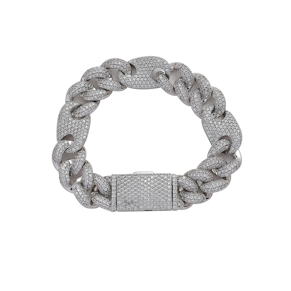 Fashion Bling Bling Brass Hip Hop Iced Out Zircon Cuban Chain Bracelet Men'S Jewelry CZ Cuban Bracelet BB013