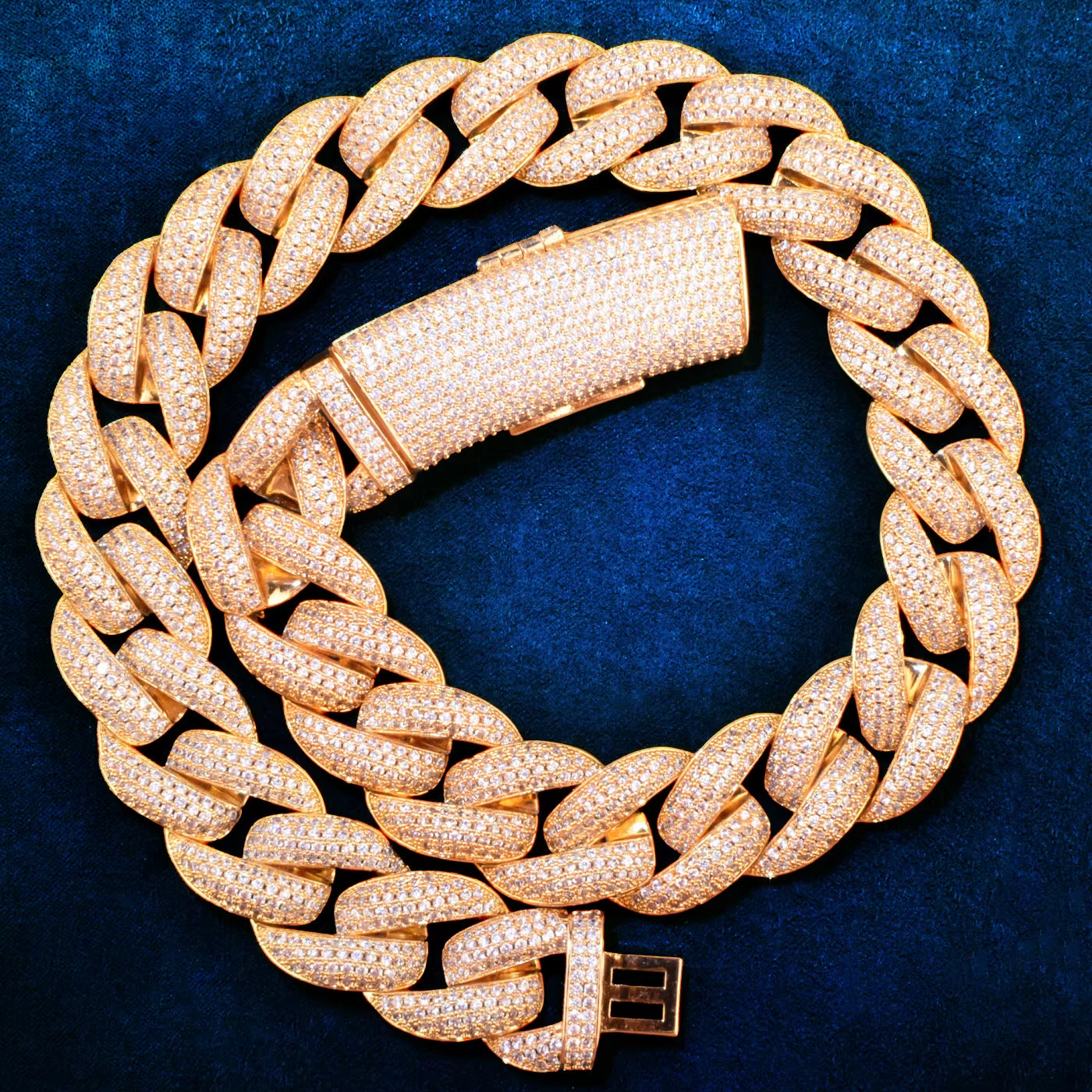 20Mm Miami Cuban Chain Men'S Hip Hop Necklace Choker Heavy Long Bail Cubic Zirconia Fashion Rock Rapper Jewelry