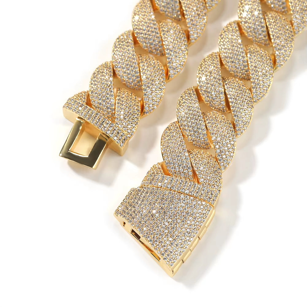 24Mm Heavy Miami Cuban Link Chain Necklaces for Men Iced Out CZ Stones Bling Bracelets Hip Hop Jewelry for Gift