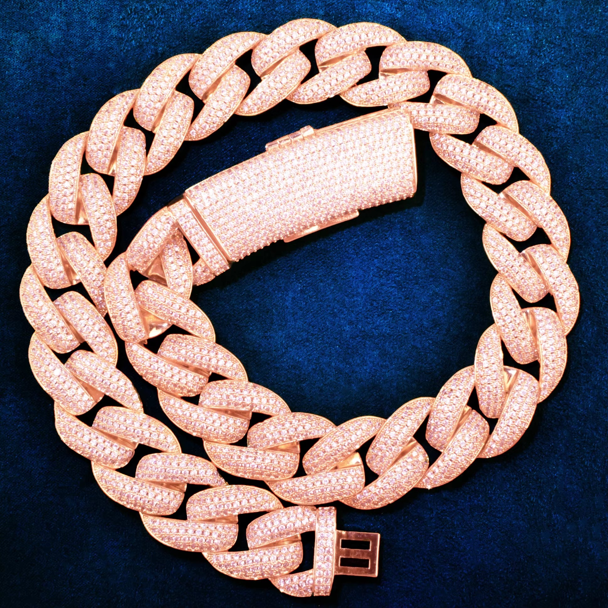 20Mm Miami Cuban Chain Men'S Hip Hop Necklace Choker Heavy Long Bail Cubic Zirconia Fashion Rock Rapper Jewelry